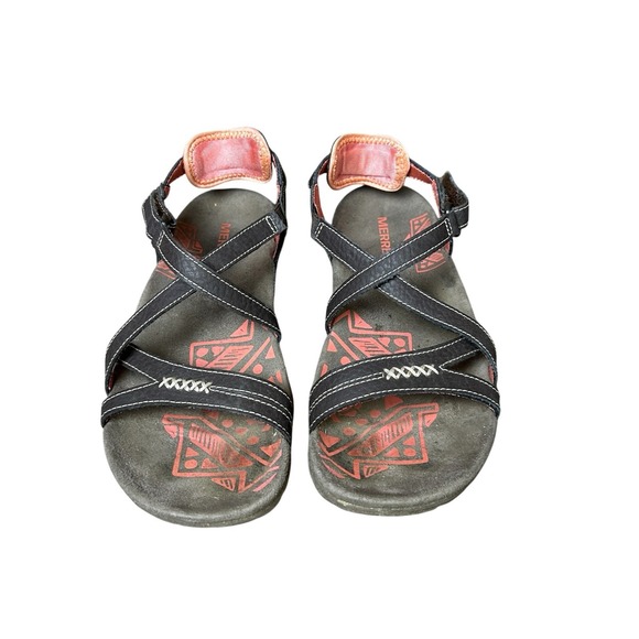 Merrell Sandals Women's 6 Sandspur Rose Cocoa Coral Strappy Leather Rugged - Picture 1 of 9